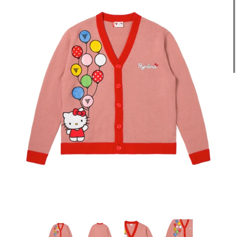 SOLD HELLO KITTY BALLOONS KNIT CARDIGAN (PINK) - Picture 2 of 16